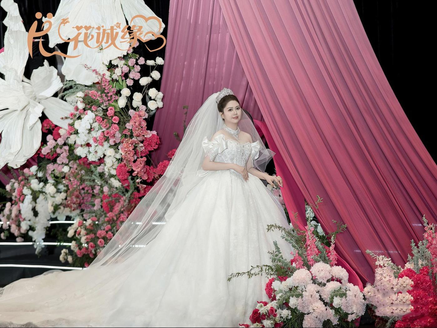 【花诚缘】玫红色+豆沙粉韩式无吊顶婚礼15