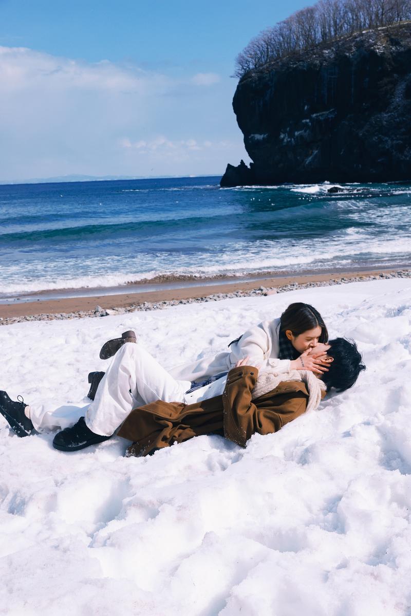 小樽悬崖海边 第11张 日本婚纱照 日本旅拍 小樽婚纱照 日本尼鹿摄影