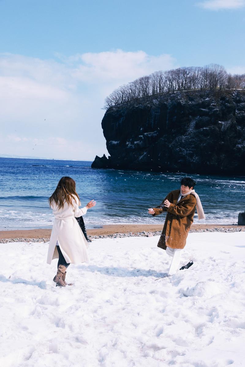 小樽悬崖海边 第32张 日本婚纱照 日本旅拍 小樽婚纱照 日本尼鹿摄影