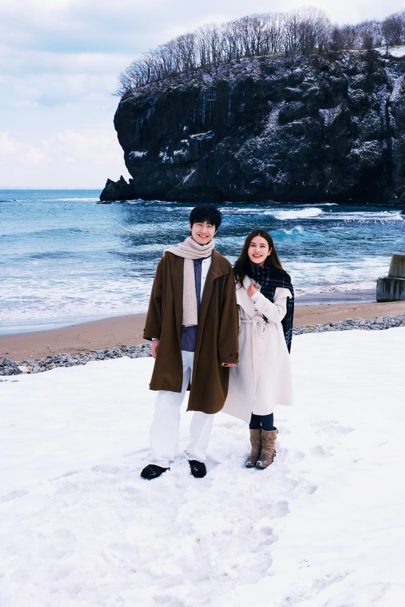 小樽悬崖海边 第23张 日本婚纱照 日本旅拍 小樽婚纱照 日本尼鹿摄影