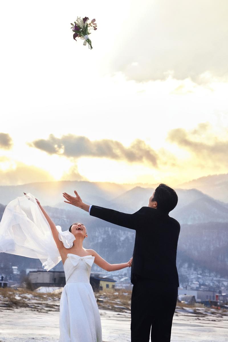 北海道冬季 钱函海边 日本婚纱照 日本旅拍